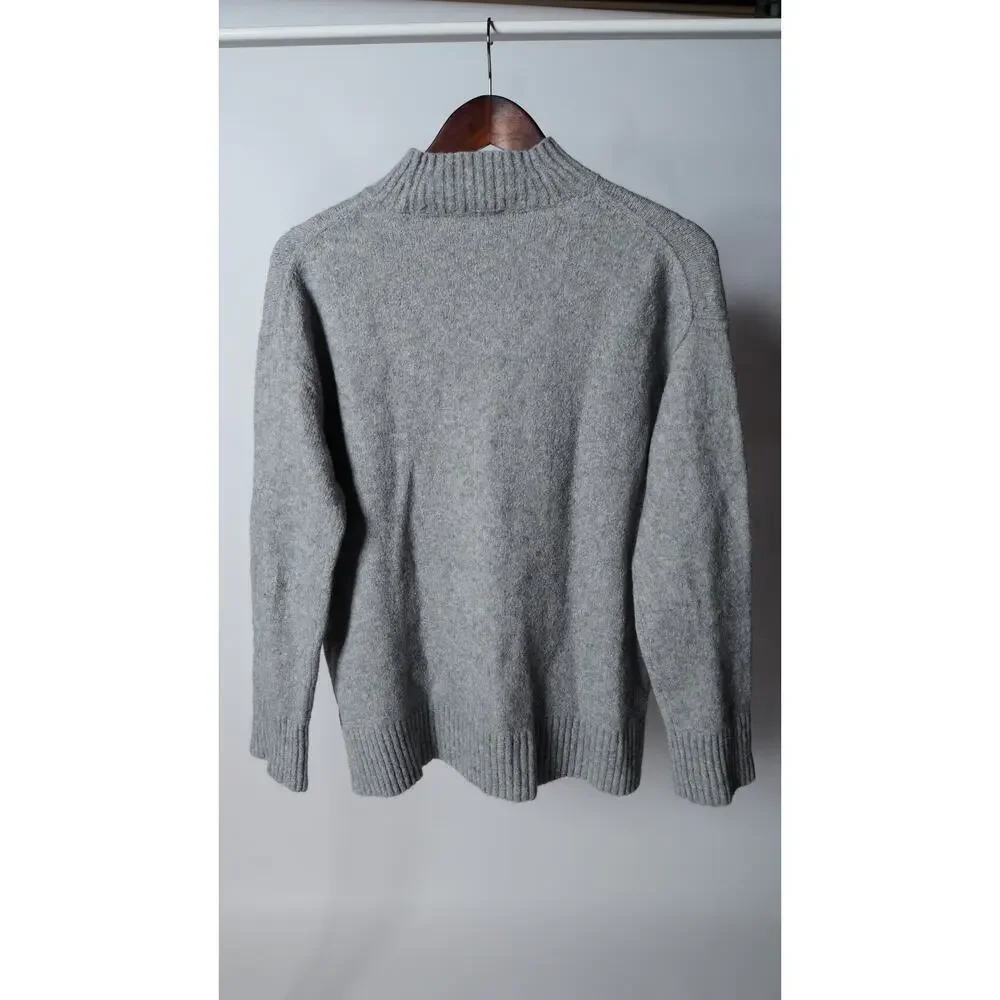 Everlane Mock Neck Gray Sweater in Plush Cotton Size L